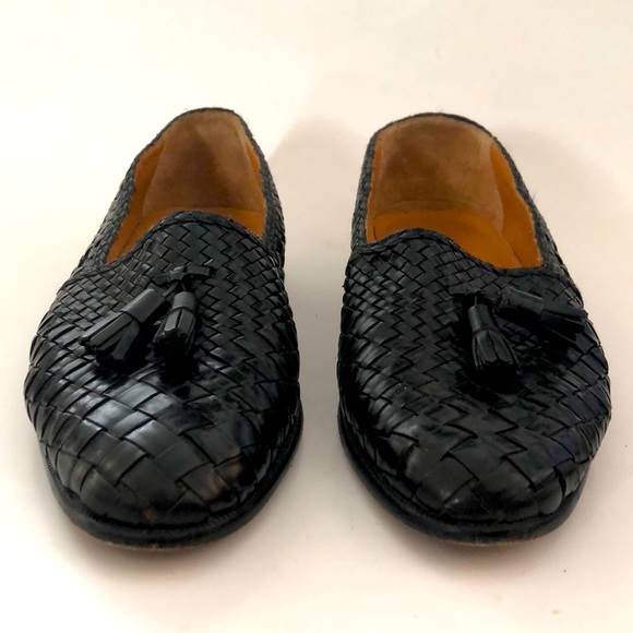 David’s 9 Mens (10.5 Women’s) Loafer Black Leather Upper Lining Sole Woven Great - Picture 2 of 11